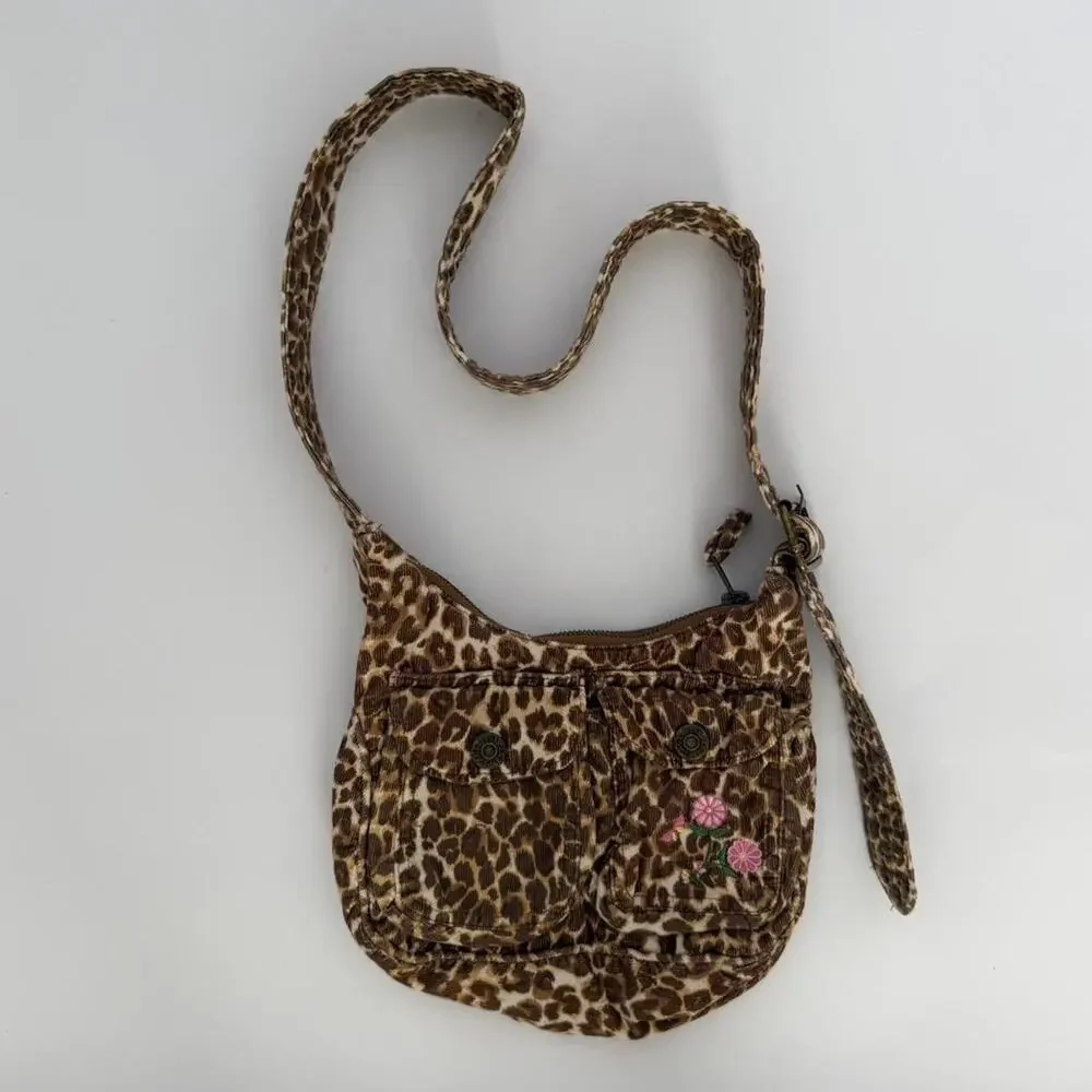 Brown leopard print shoulder bag